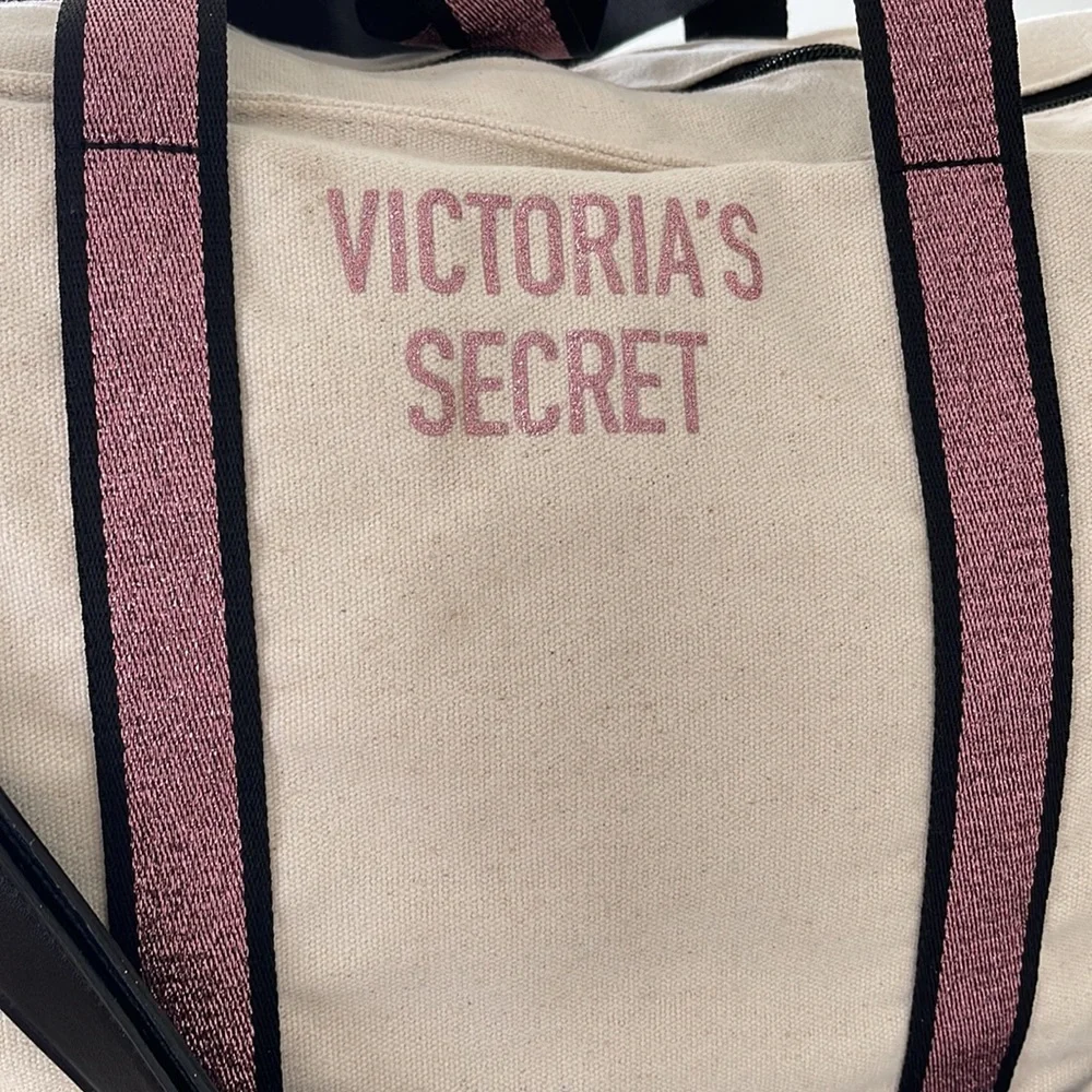 Victoria's Secret Pink & Cream Canvas Tote Bag - Picture 4 of 15
